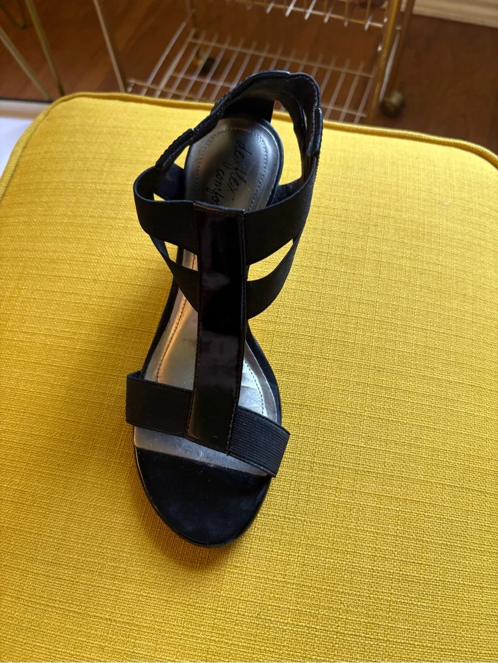 dexflex comfort Black Cork Wedge Sandals - Strappy Open Toe